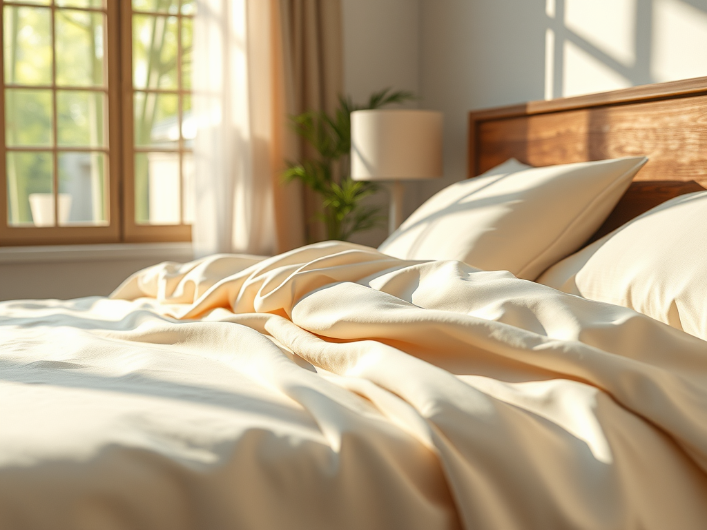 bamboo bed sheets in a master bedroom